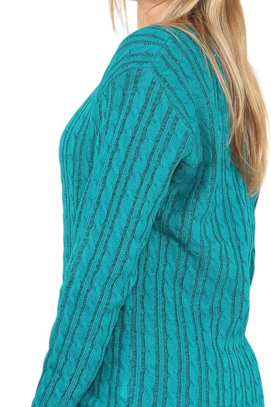 Plus Size Cable Knitted Sweater Top For Women  - Dropwear
