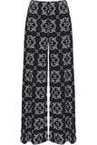 Square Floral Blue Square Floral Print Palazzo Trouser For Women 12-14 - Dropwear