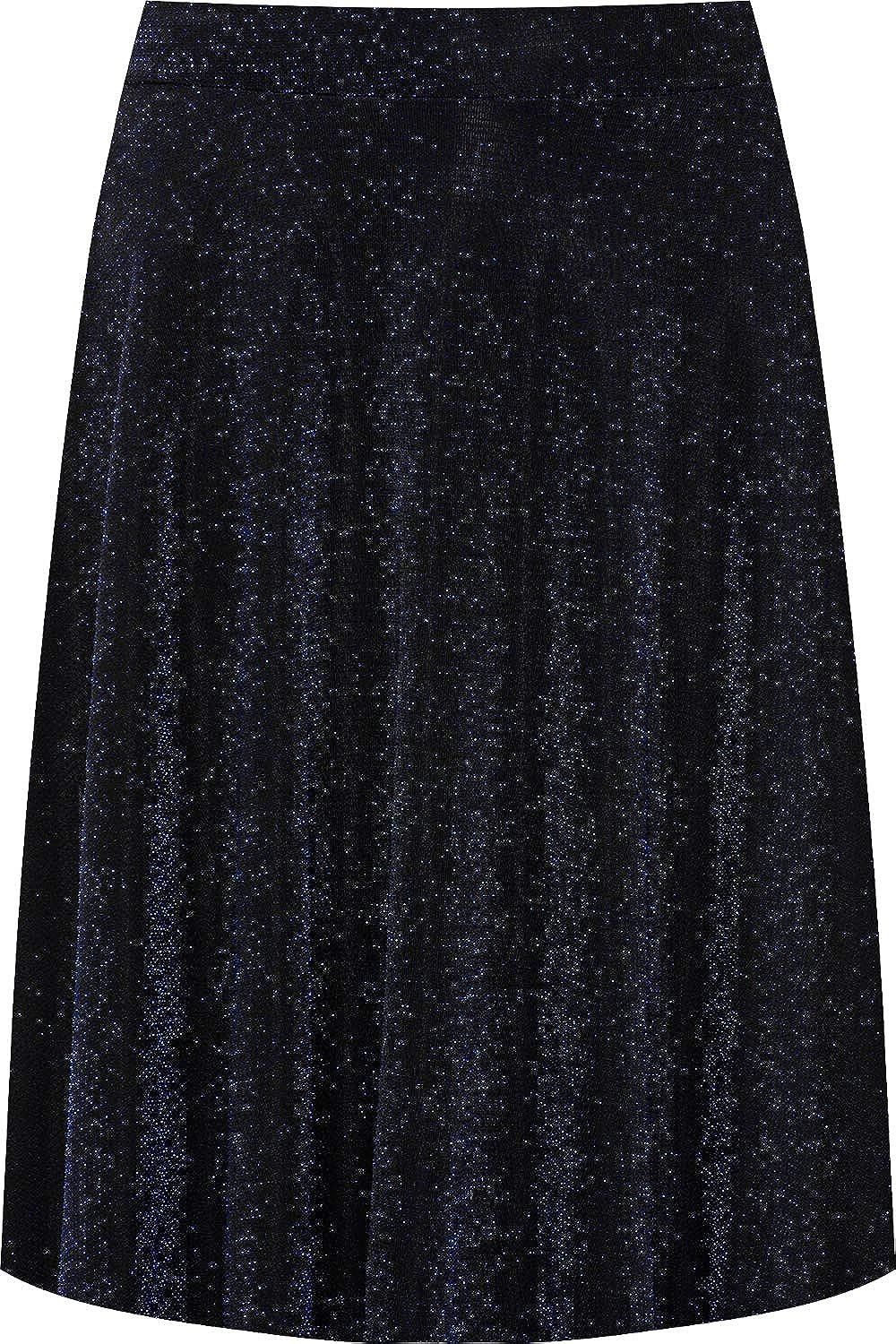 Blue Lurex Glitter Sparkle Flared Swing Skirt For Women 14 - Dropwear