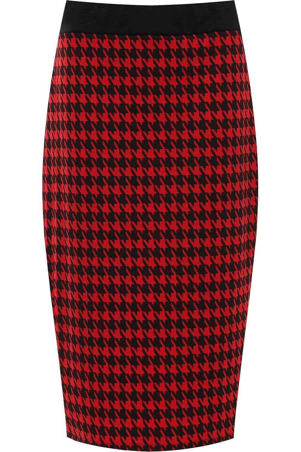 Wine Plus Size Midi Skirt Dogtooth For Women 12-14 - Dropwear