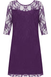 Red Lace Lined 3/4 Knee Length Dress For Women 14 - Dropwear