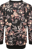 Black Floral Leaf Bomber Jacket Print For Women 20 - Dropwear