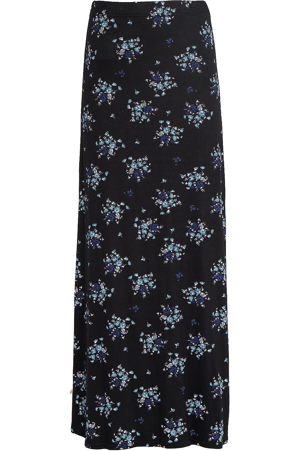 Teal Floral Plus Size Teal Floral Print Maxi Skirt For Women 14 - Dropwear