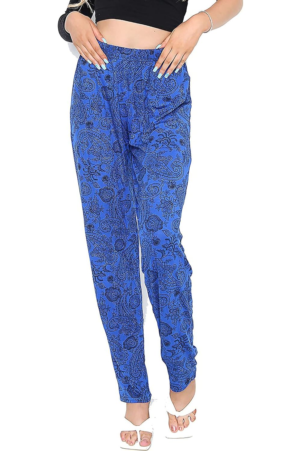 Paisley Wine Paisley Print Full Length Trouser For Women 26-28 - Dropwear