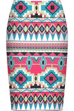Cerise Printed Stretch Pencil Midi Skirt For Women 8-10 - Dropwear