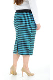 Purple Plus Size Midi Skirt Dogtooth For Women 24-26 - Dropwear