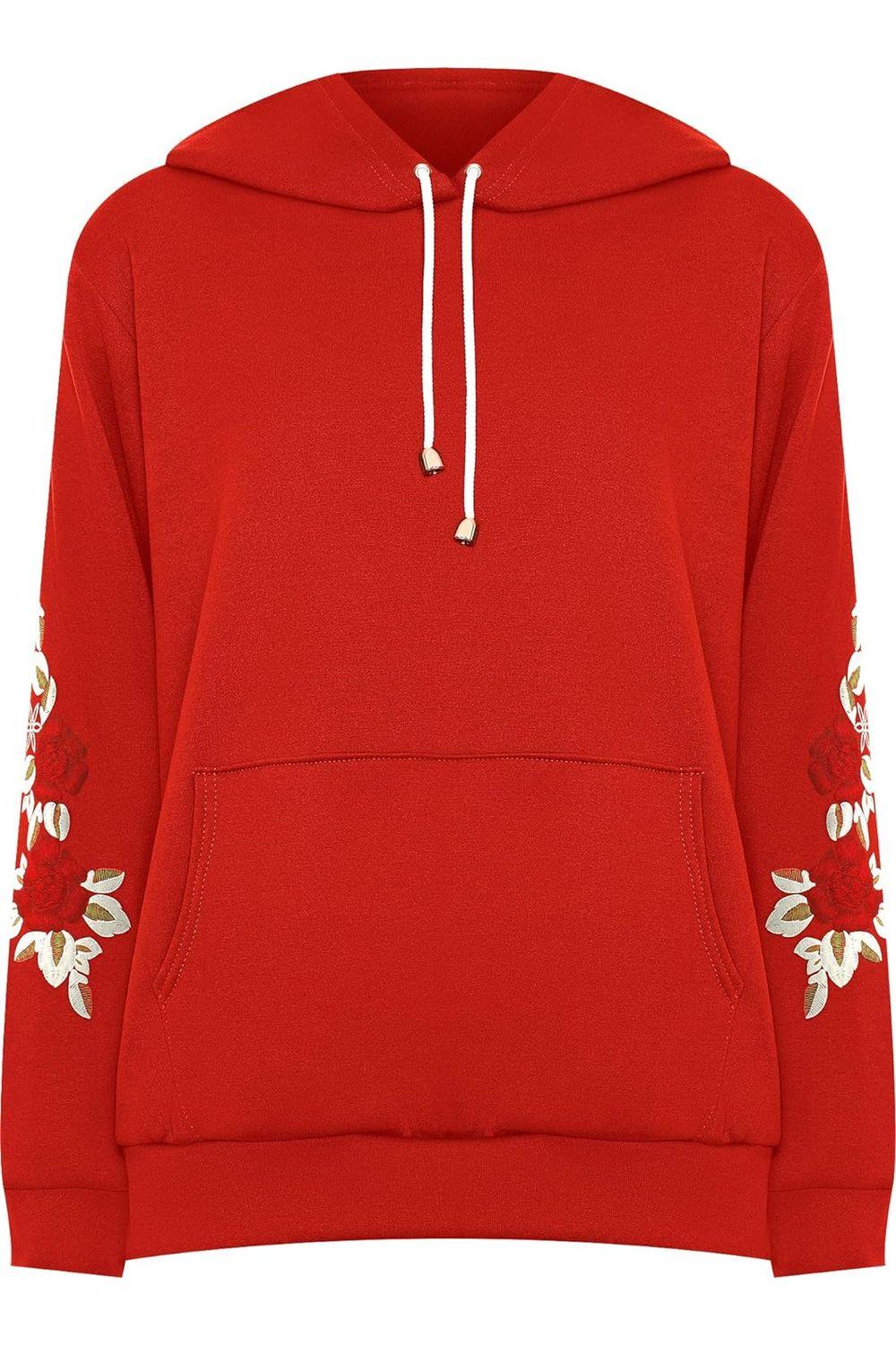 Royal Blue Embroidered Pouch Pocket Sweatshirt For Women 22-24 - Dropwear
