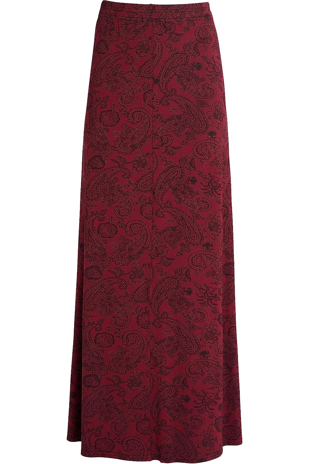 Pasiley Wine Plus Size Wine Paisley Print Maxi Skirt For Women 16 - Dropwear