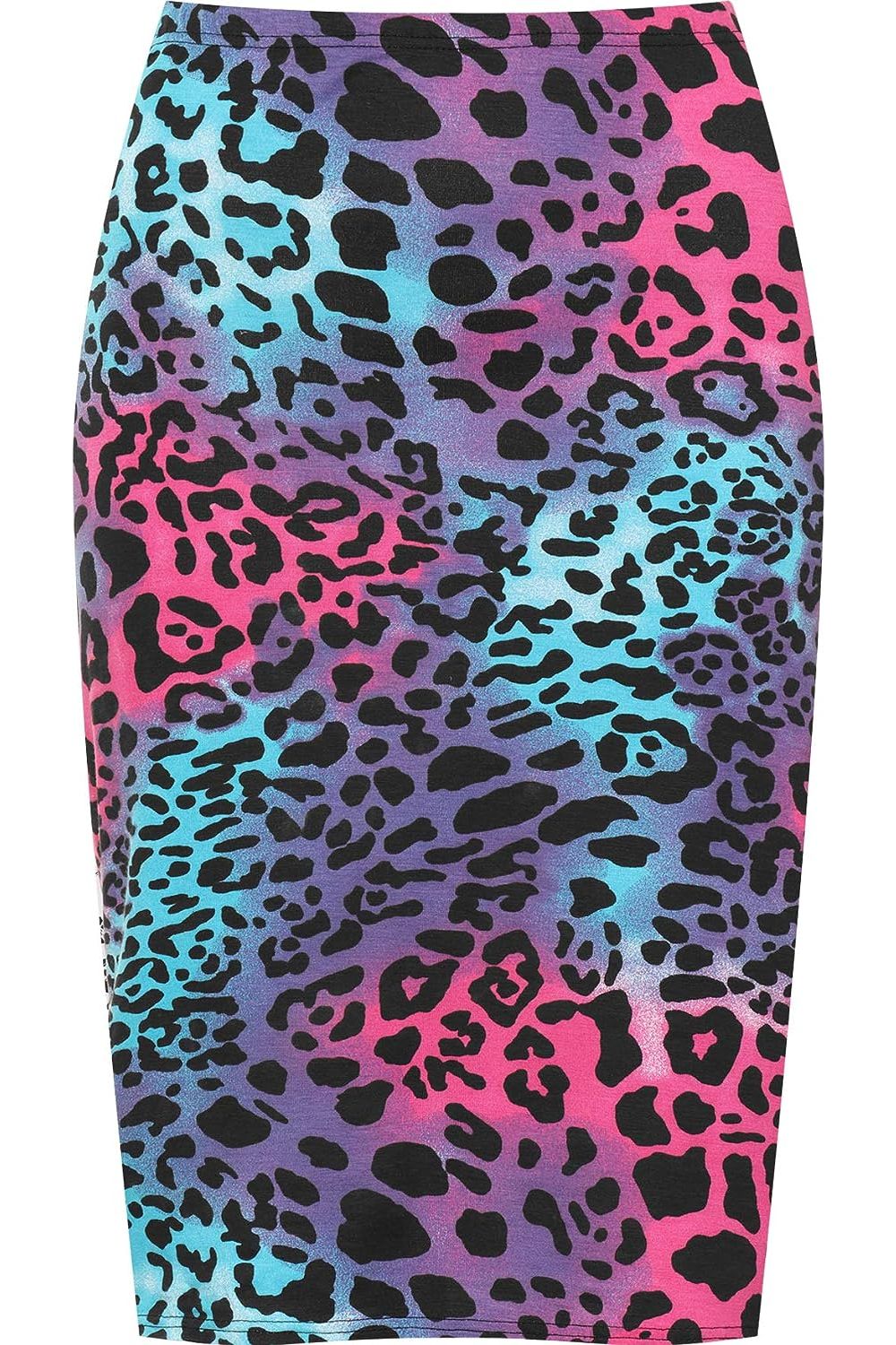 Turquoise Animal Printed Stretch Pencil Midi Skirt For Women 8-10 - Dropwear