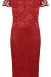 Royal Blue Lace Lined Short Bodycon Midi Dress For Women 18 - Dropwear