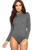 Brown Plus Size Long Sleeve Turtleneck Bodysuit For Women 24-26 - Dropwear