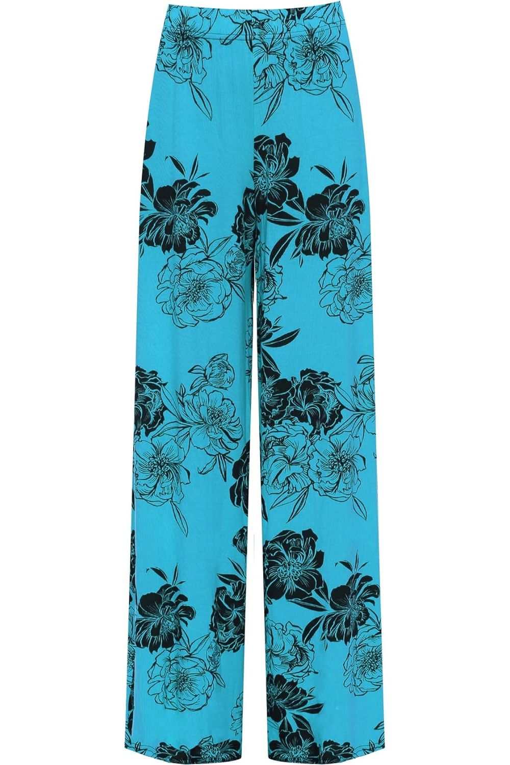 Purple Plus Size Flower Floral Print Wide Leg Palazzo Trouser For Women 20-22 - Dropwear