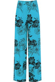 Purple Plus Size Flower Floral Print Wide Leg Palazzo Trouser For Women 20-22 - Dropwear