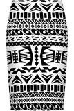 Aztec Printed Stretch Pencil Midi Skirt For Women 12-14 - Dropwear
