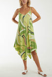Abstract Cami Hanky Hem Dress For Women  - Dropwear