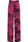 Orange Plus Size Flower Floral Print Wide Leg Palazzo Trouser For Women 20-22 - Dropwear