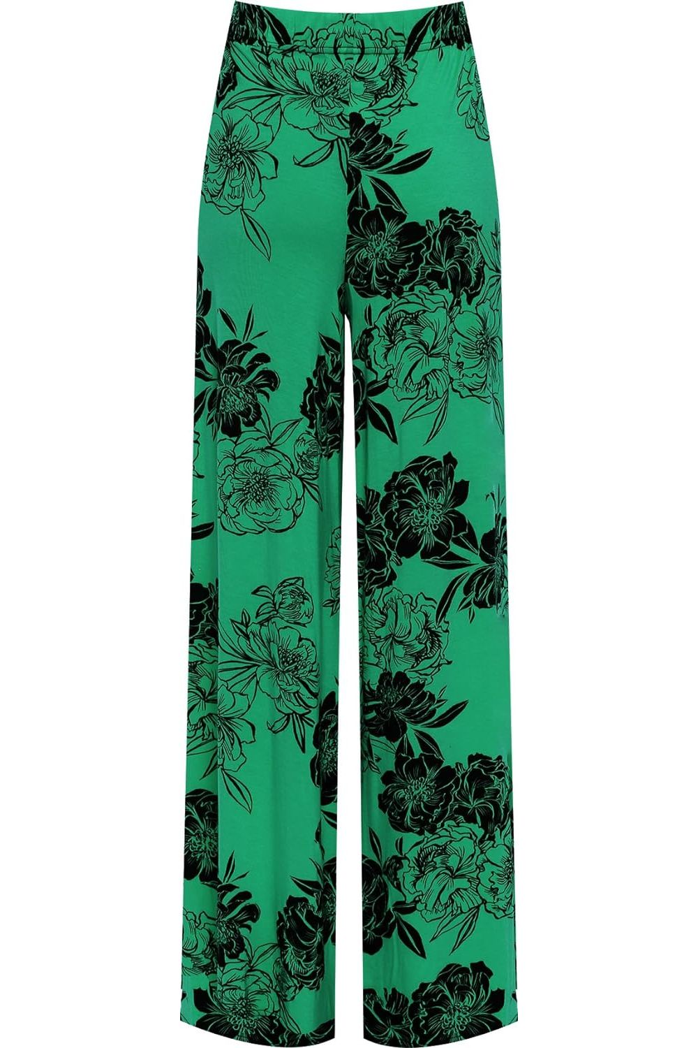 Green Plus Size Flower Floral Print Wide Leg Palazzo Trouser For Women 20-22 - Dropwear