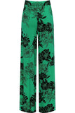 Green Plus Size Flower Floral Print Wide Leg Palazzo Trouser For Women 20-22 - Dropwear