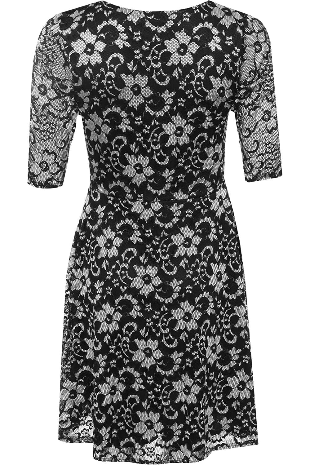 Cerise Plus Size Floral Lace Flared Skater Dress For Women 20 - Dropwear