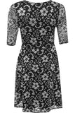 Cerise Plus Size Floral Lace Flared Skater Dress For Women 20 - Dropwear