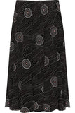 Pink Circle Black Circle Print Midi Skirt For Women 12-14 - Dropwear