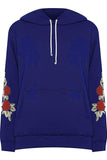 Royal Blue Embroidered Pouch Pocket Sweatshirt For Women 26-28 - Dropwear
