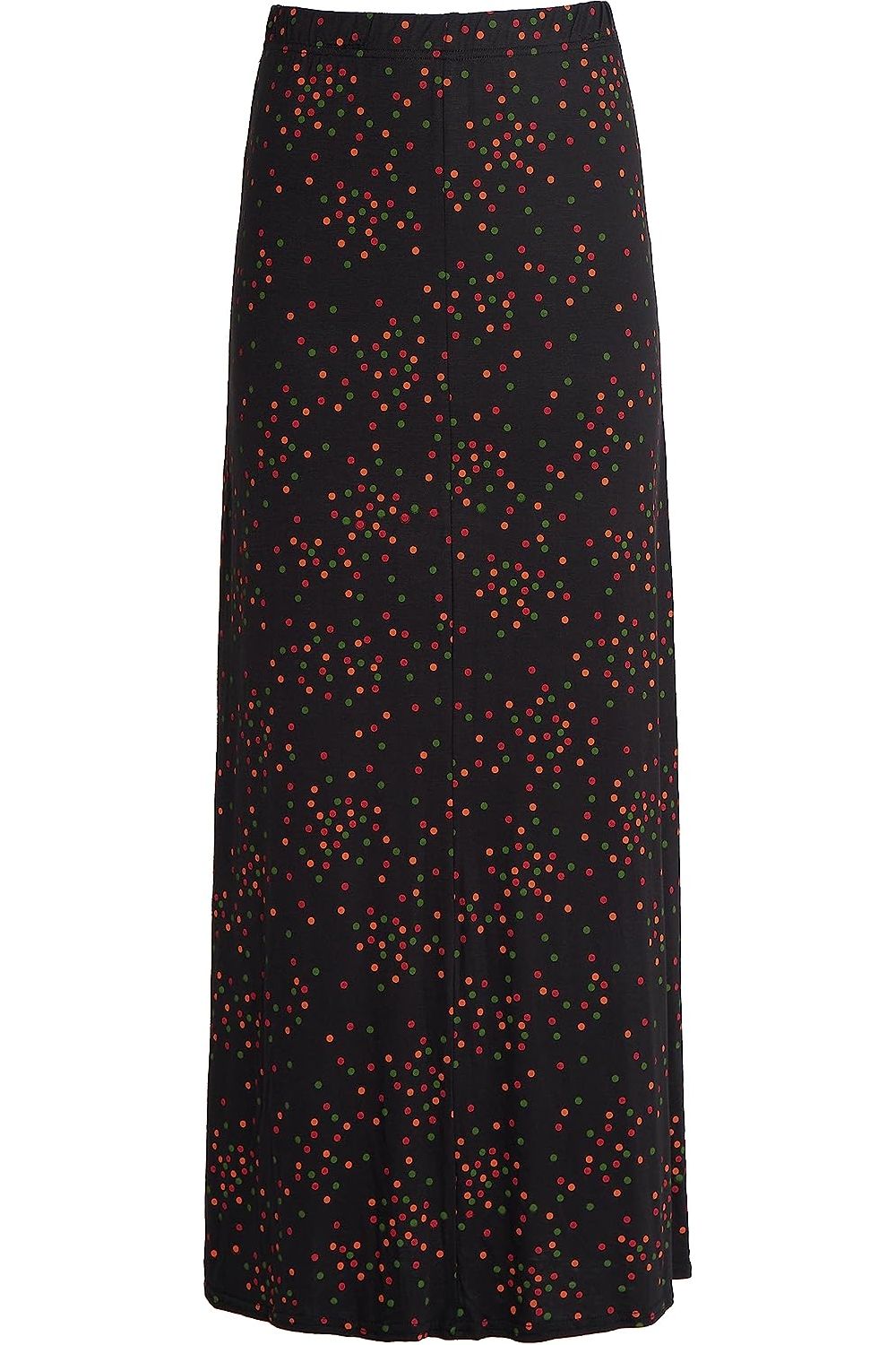 Black Multi Doted Plus Size Multi Doted Print Maxi Skirt For Women 16 - Dropwear