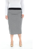 Red Plus Size Midi Skirt Dogtooth For Women 24-26 - Dropwear