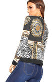 Baroque Leopard Scarf Print Bomber Jacket For Women  - Dropwear