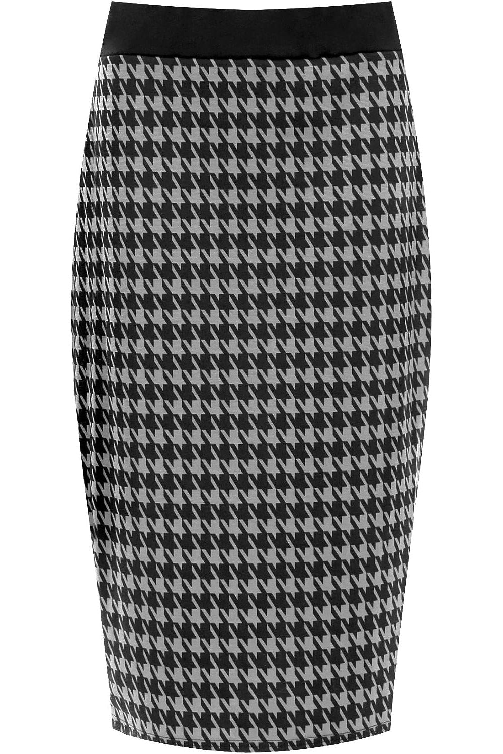 Plus Size Midi Skirt Dogtooth For Women  - Dropwear