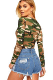 Amy Long Sleeve Bodysuit Camouflage For Women  - Dropwear