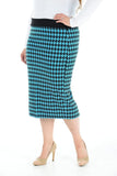 Purple Plus Size Midi Skirt Dogtooth For Women 20-22 - Dropwear