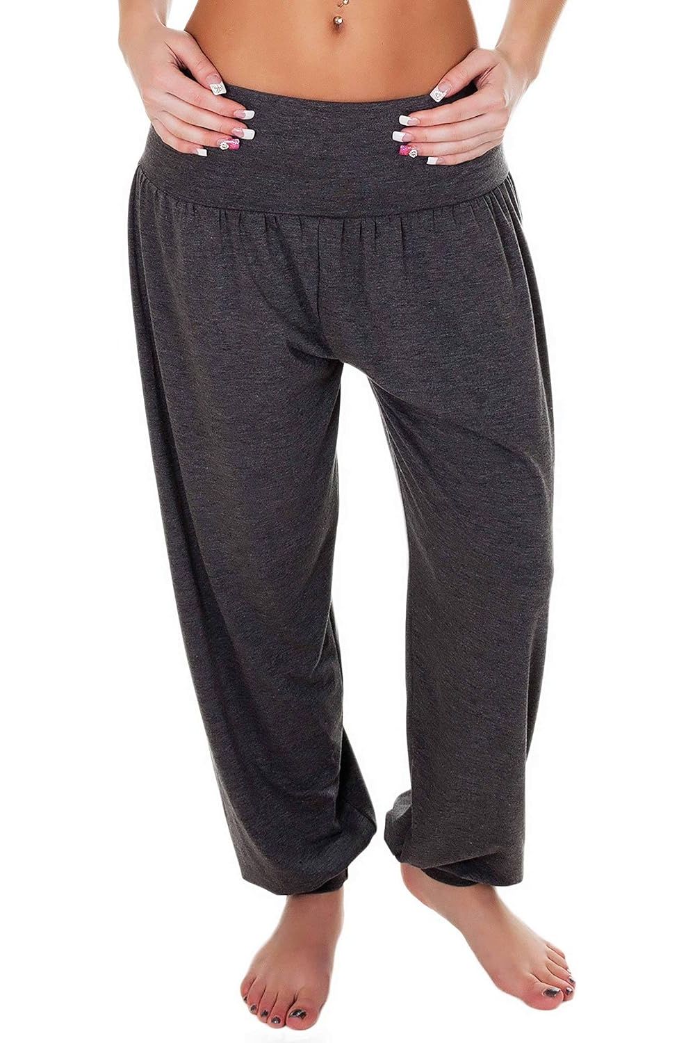Navy Blue Plus Size Harem Trousers Full Length For Women 20-22 - Dropwear