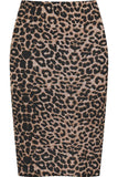 Leopard Printed Stretch Pencil Midi Skirt For Women 8-10 - Dropwear