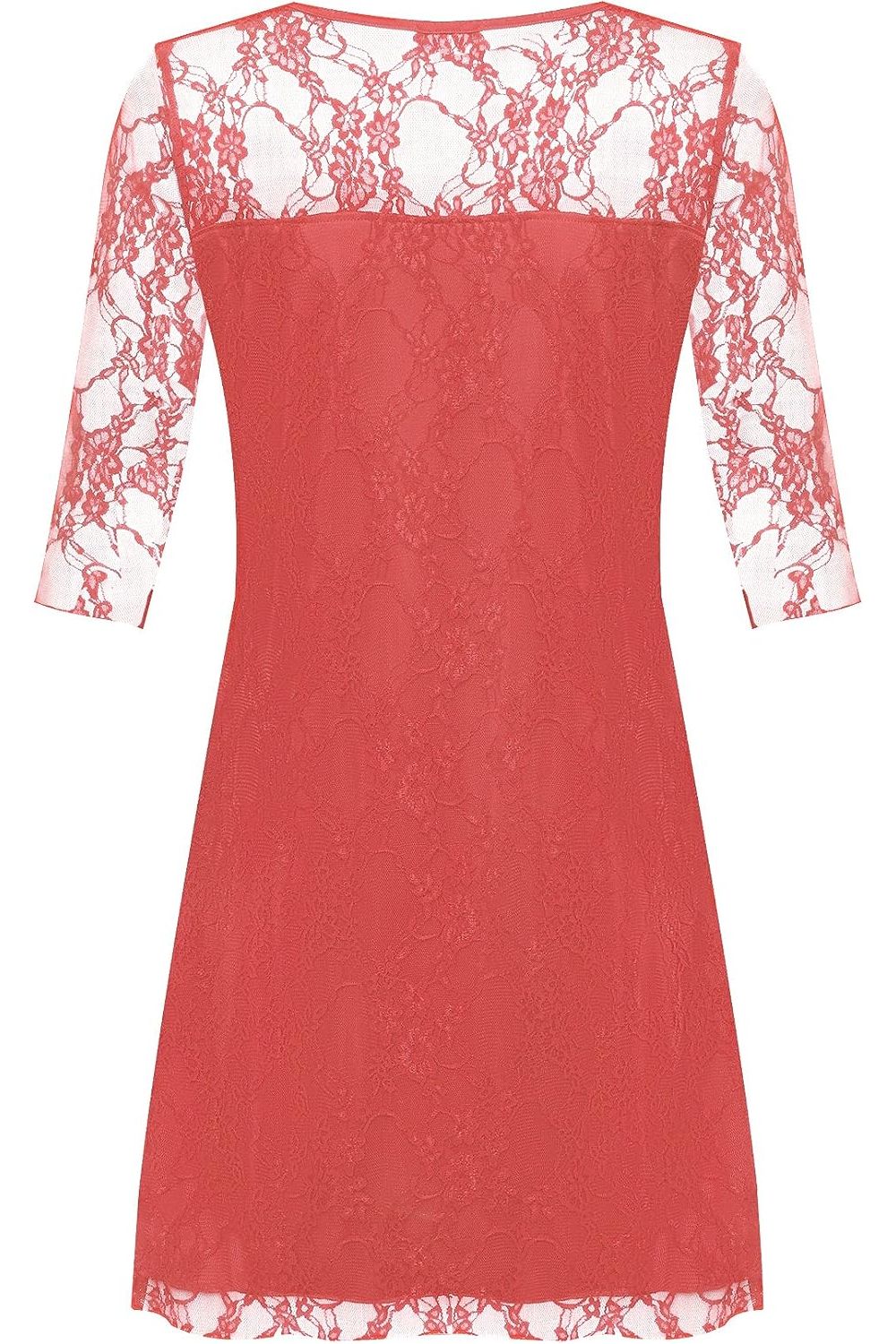 Purple Lace Lined 3/4 Knee Length Dress For Women 20 - Dropwear