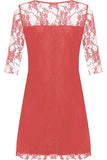 Purple Lace Lined 3/4 Knee Length Dress For Women 20 - Dropwear