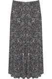 Plus Size Peach Floral Midi Skirt For Women  - Dropwear