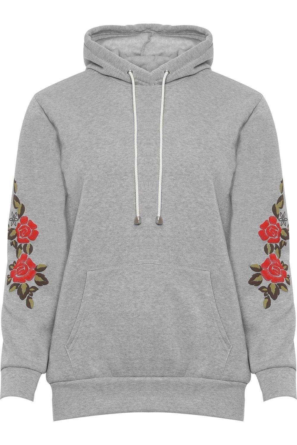 Royal Blue Embroidered Pouch Pocket Sweatshirt For Women 20-22 - Dropwear