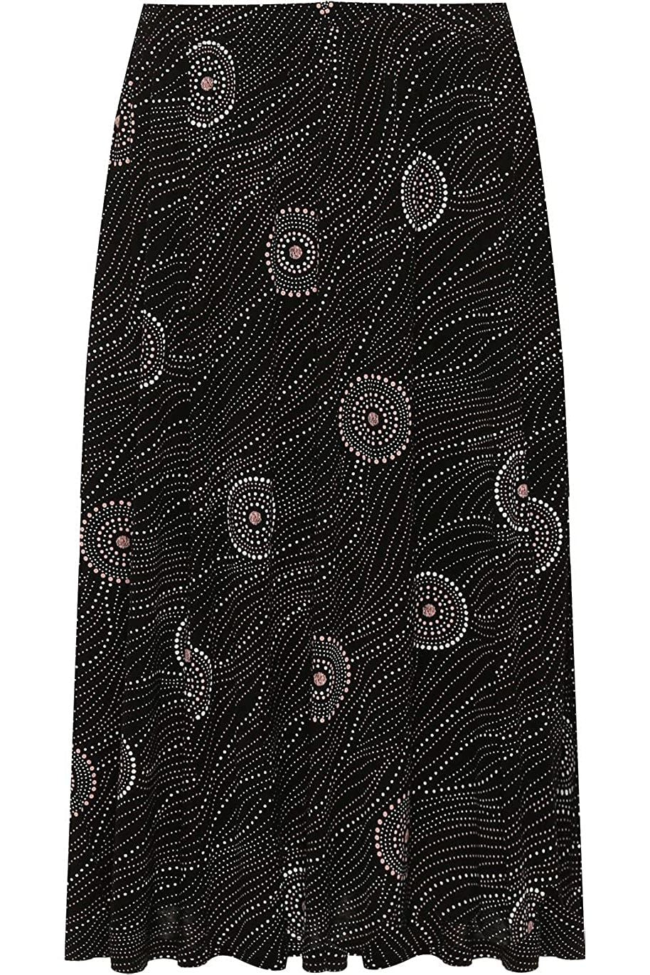 Pink Circle Black Circle Print Midi Skirt For Women 8-10 - Dropwear