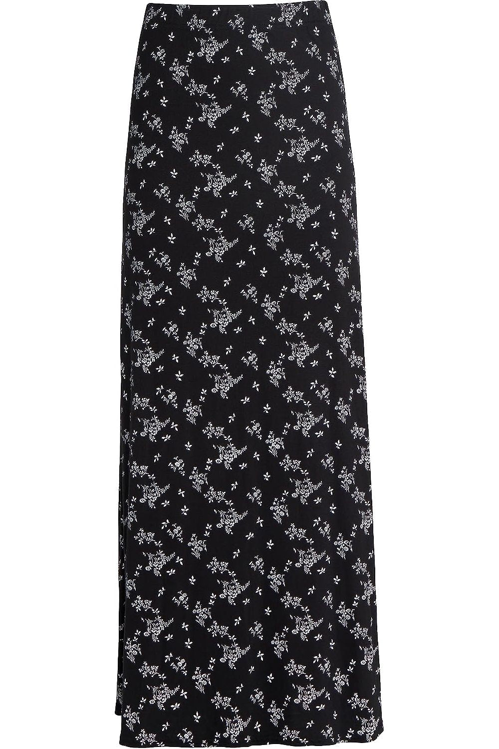 Black White Floral Plus Size Black White Floral Maxi Skirt For Women 14 - Dropwear