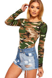 Army Amy Long Sleeve Bodysuit Camouflage For Women 12-14 - Dropwear