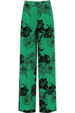 Green Plus Size Flower Floral Print Wide Leg Palazzo Trouser For Women 16-18 - Dropwear