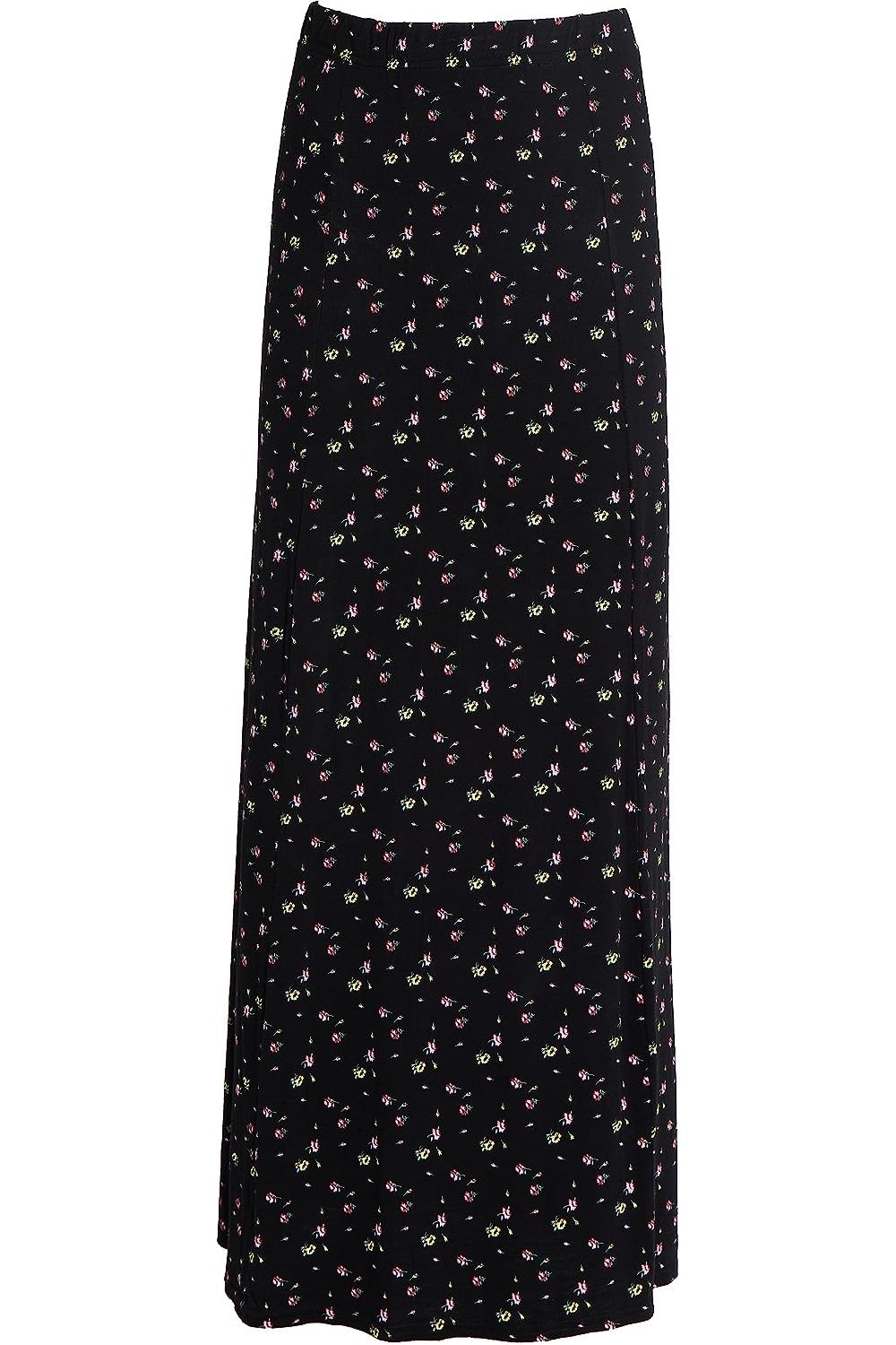 Yellow Floral Plus Size Yellow Floral Print Maxi Skirt For Women 16 - Dropwear