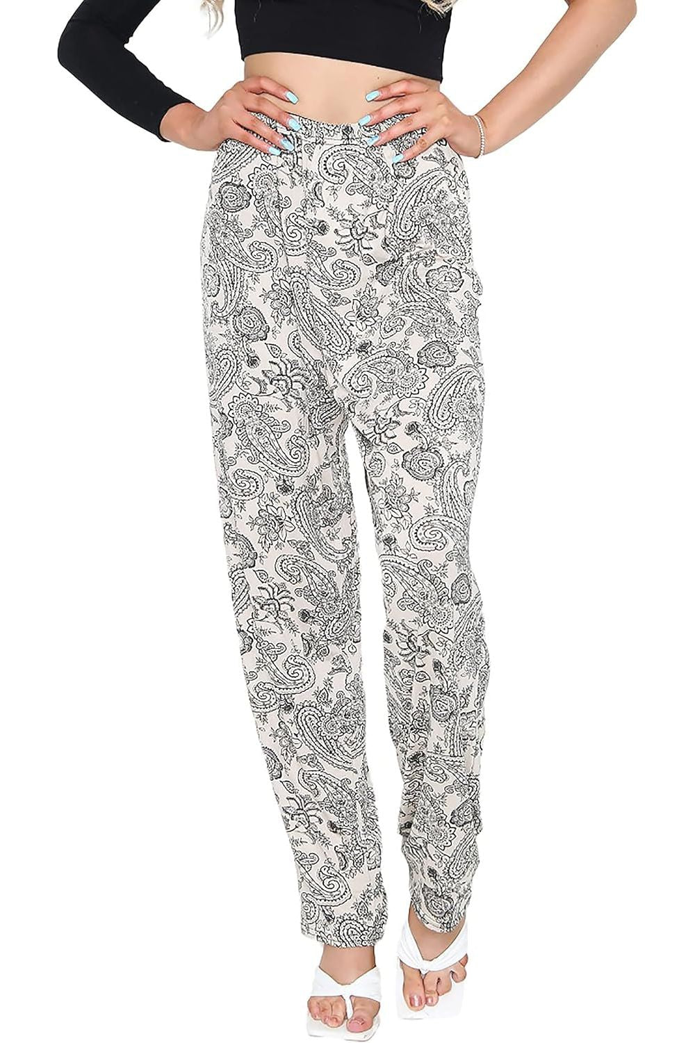 Paisley Stone Paisley Print Full Length Trouser For Women 20 - Dropwear