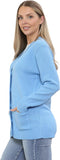 Sky Blue Women Knitted Plain Cardigan For Women 12-14 - Dropwear