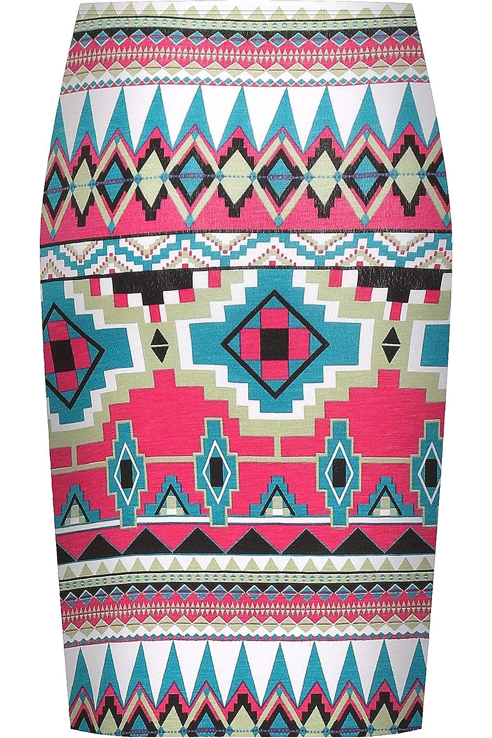 Cerise Printed Stretch Pencil Midi Skirt For Women 12-14 - Dropwear