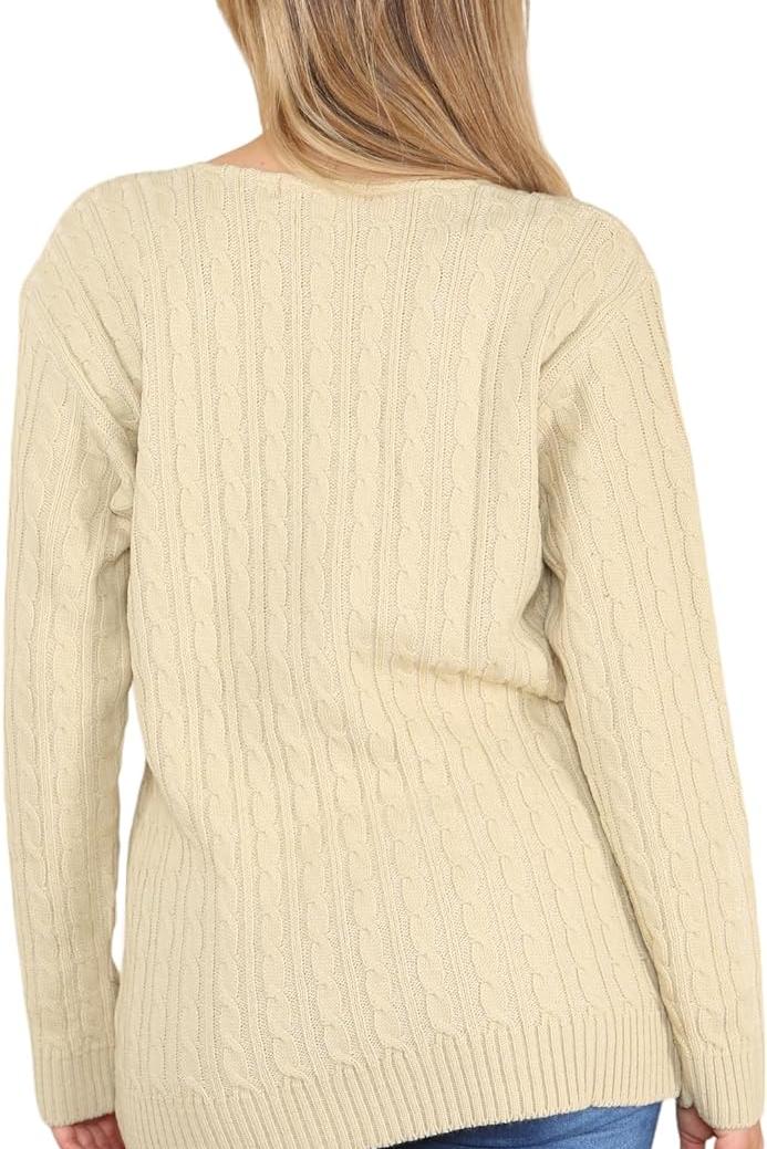 Plus Size Cable Knitted Sweater Top For Women  - Dropwear