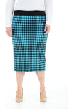 Purple Plus Size Midi Skirt Dogtooth For Women 16-18 - Dropwear