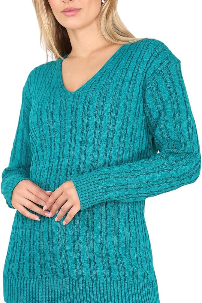 Plus Size Cable Knitted Sweater Top For Women  - Dropwear