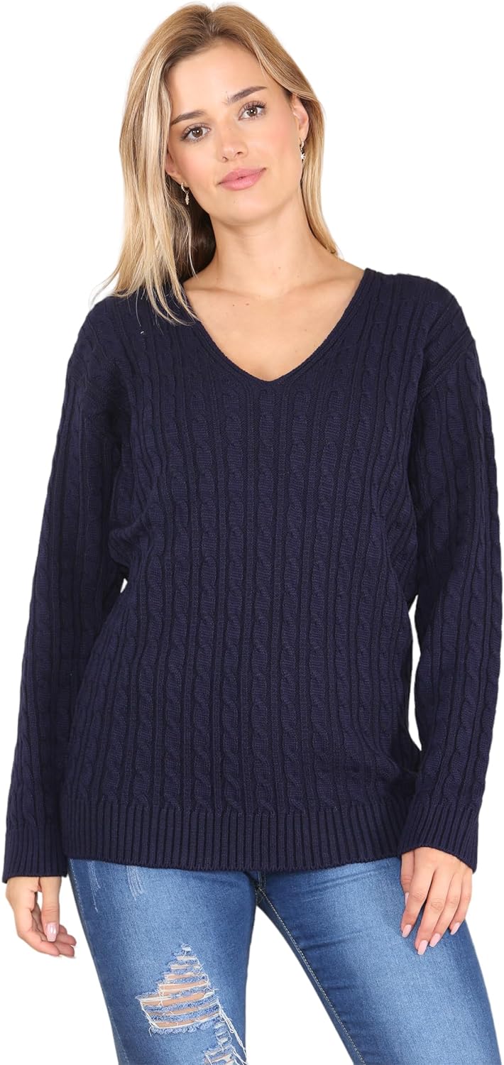 Teal Plus Size Cable Knitted Sweater Top For Women 16-18 - Dropwear